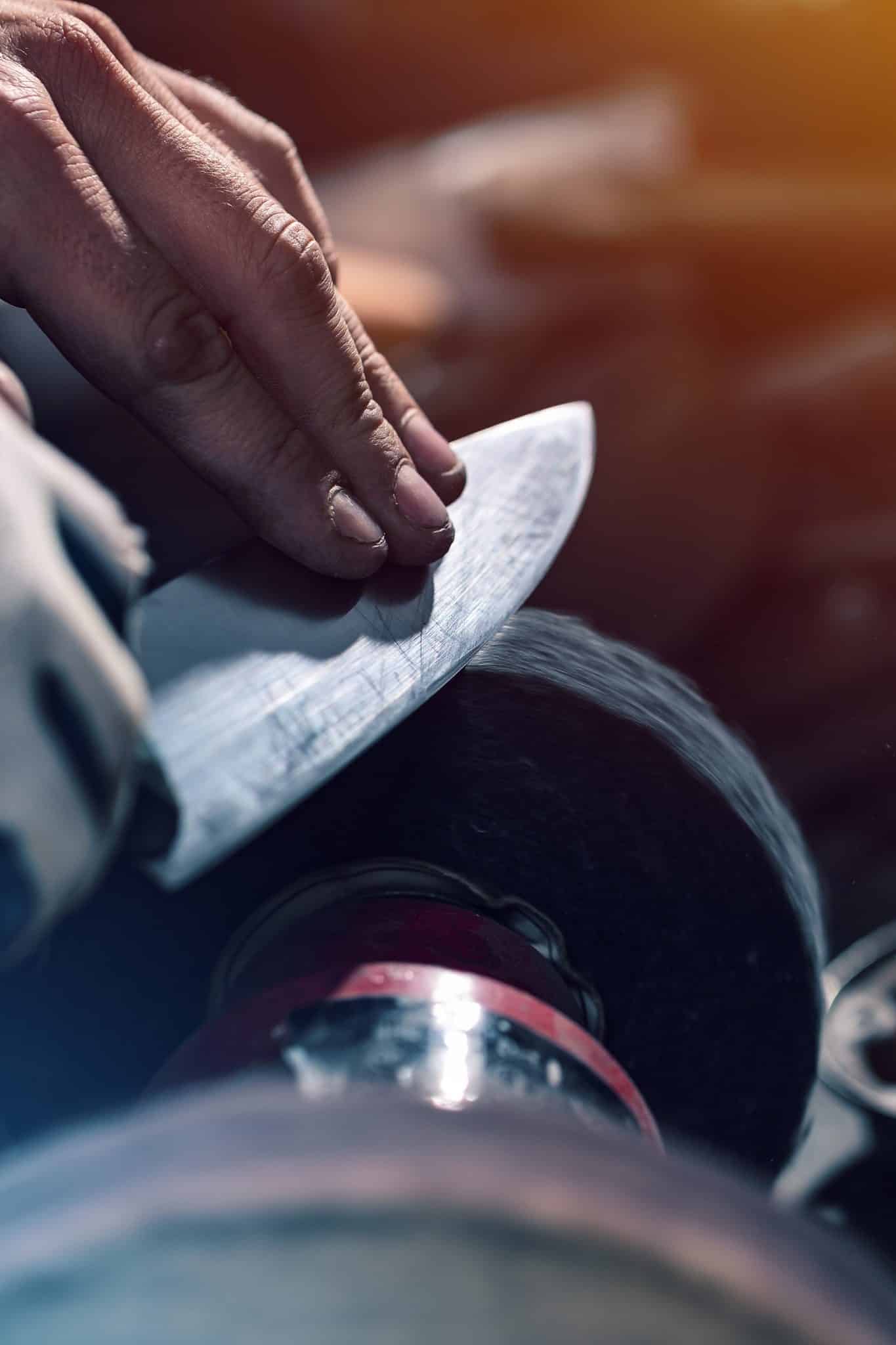 An image of a knife being sharpened | Knife sharpening Stirling